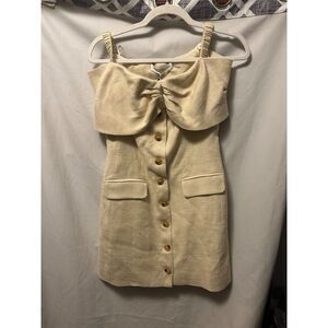 NWT English Factory Off The Shoulder Linen Blend Mini Dress In Ivory Size XS
